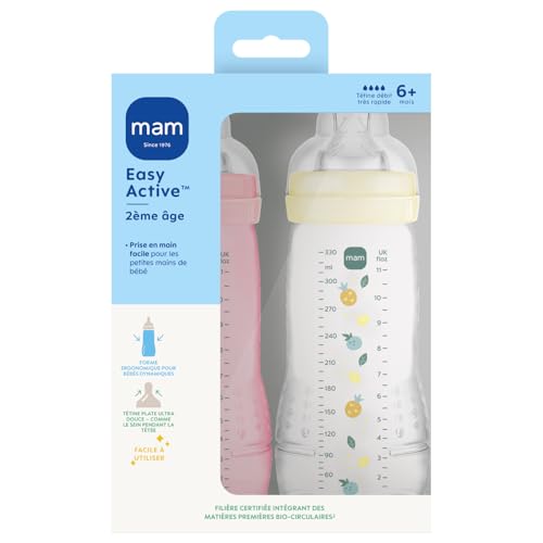 MAM Easy Active 6+ kuud lutipudelid, Berry & Pearl (2 × 330 ml)