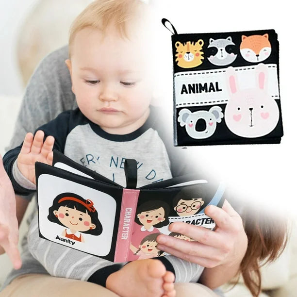 Beebiraamat with crinkling sound – soft fabric learning book (0–6 months)