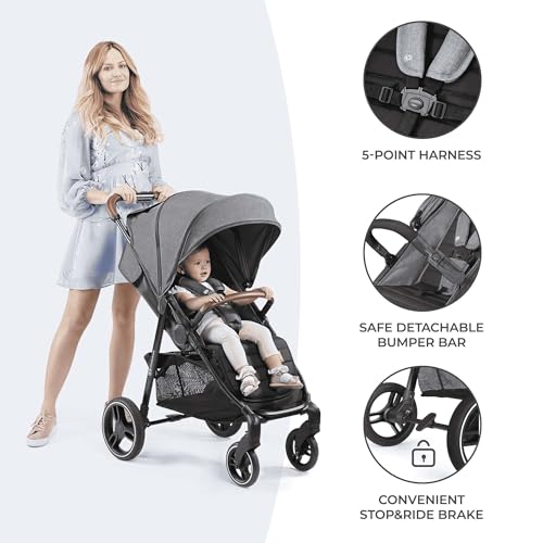 Kinderkraft GRANDE PLUS stroller, grey (from birth up to 22 kg)