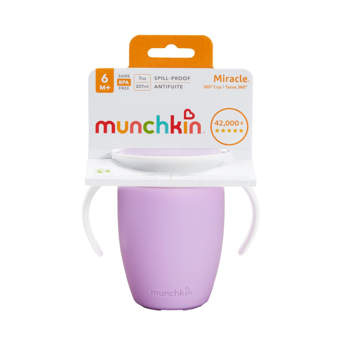 Munchkin Miracle 360° joogitops sangadega, 207 ml, lilla, alates 6 kuust