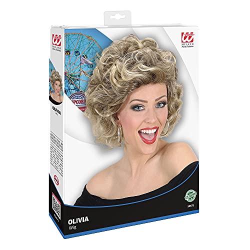 Blonde curly wig "Olivia", costume accessory for carnival and retro party