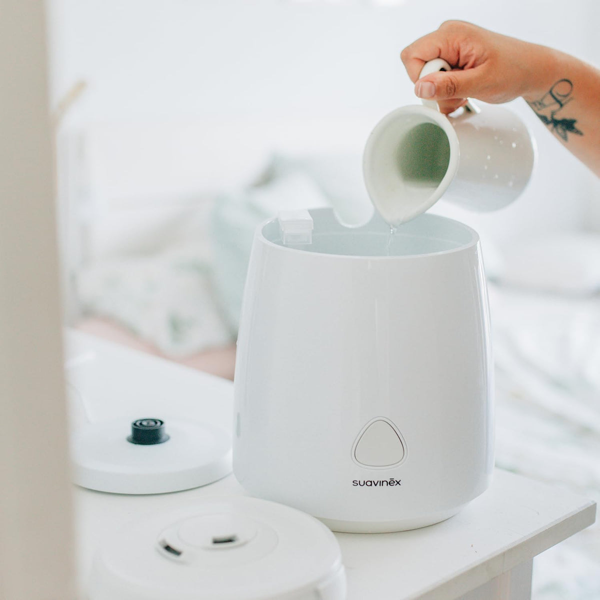 Suavinex SMART õhuniisutaja beebidele, külma uduga, aromateraapia ja öövalgus, valge