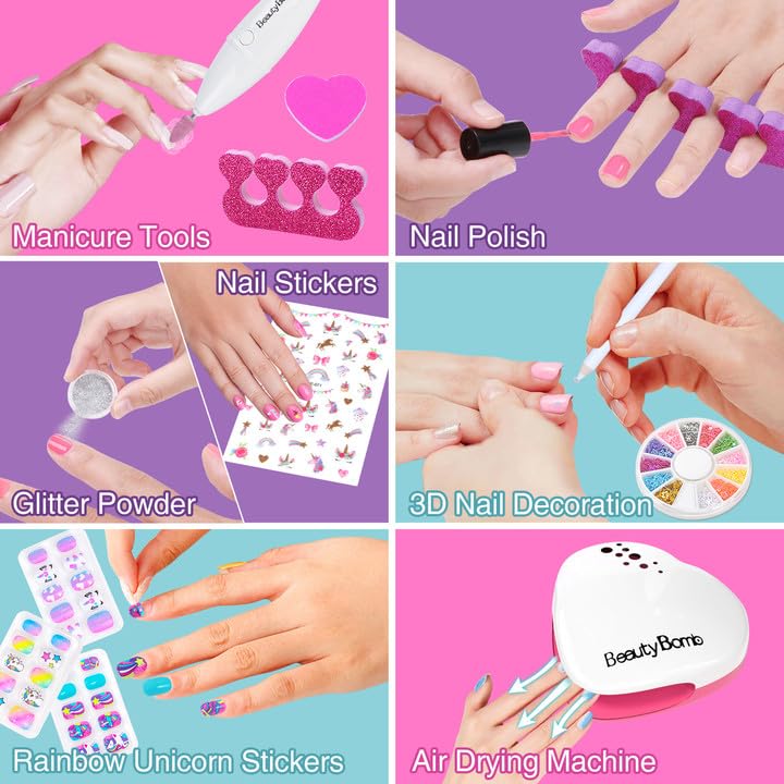 Tacobear children's nail painting set with dryer and accessories, for children 5+