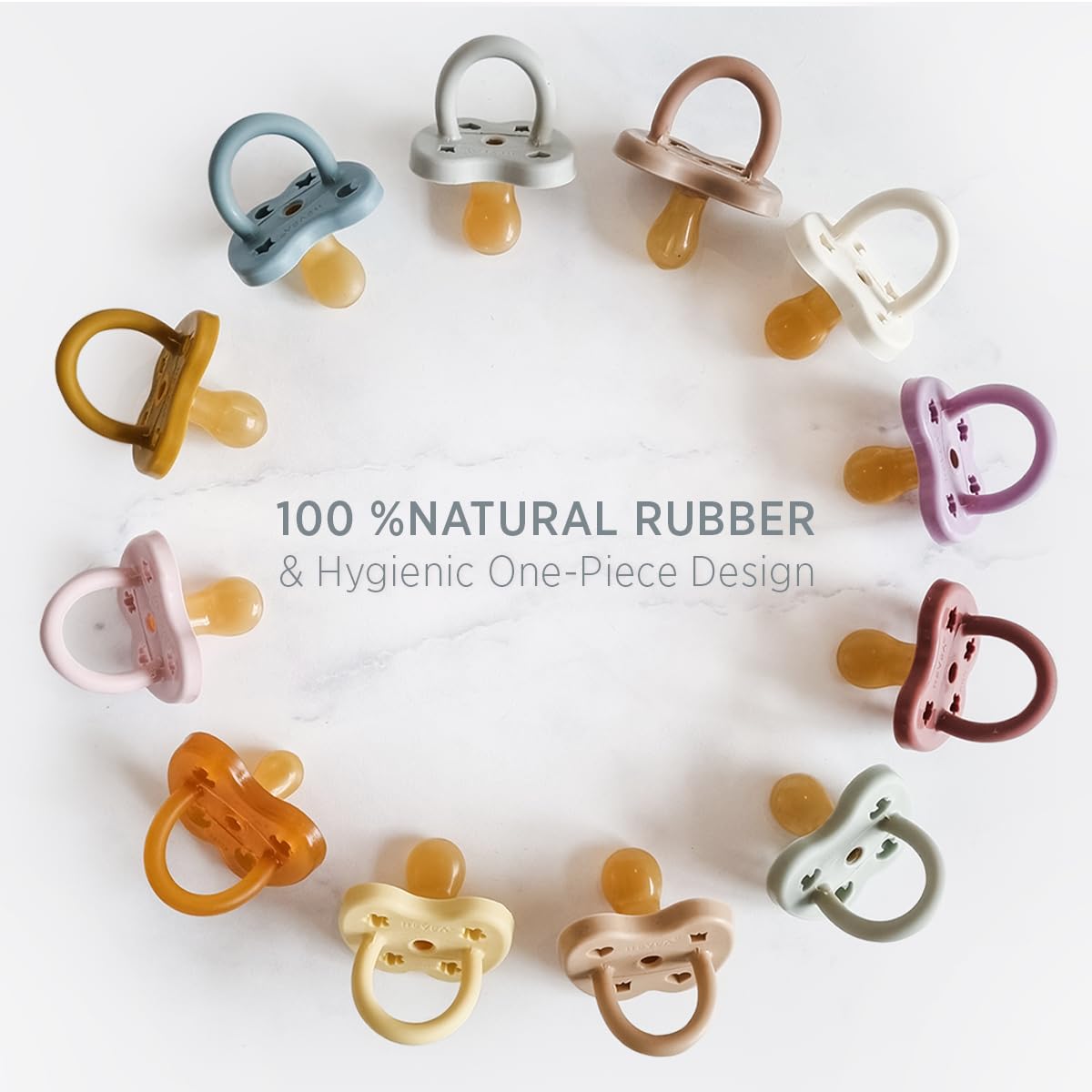HEVEA natural rubber symmetrical pacifier, 3–36 months, 1 pc – Milky White