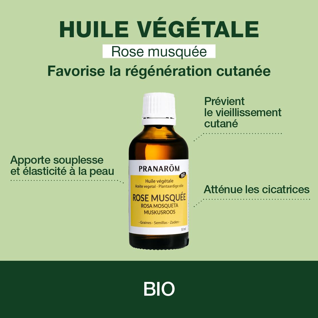 PRANAROM orgaaniline kibuvitsaõli – naha ilu ja nooruslikkuse heaks, rikkalik oomega 3-, 6- ja 9-rasvhapete poolest, 50 ml