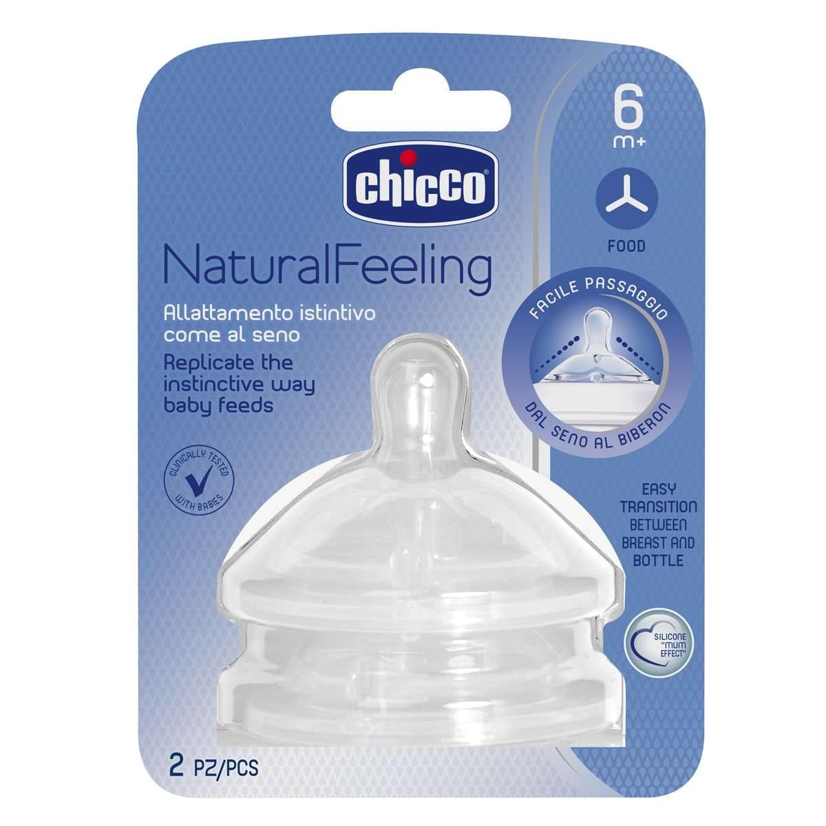 Chicco Step Up New silikoonist lutipudeli lutt 6+ kuud, paksemale toidule, 2 tk