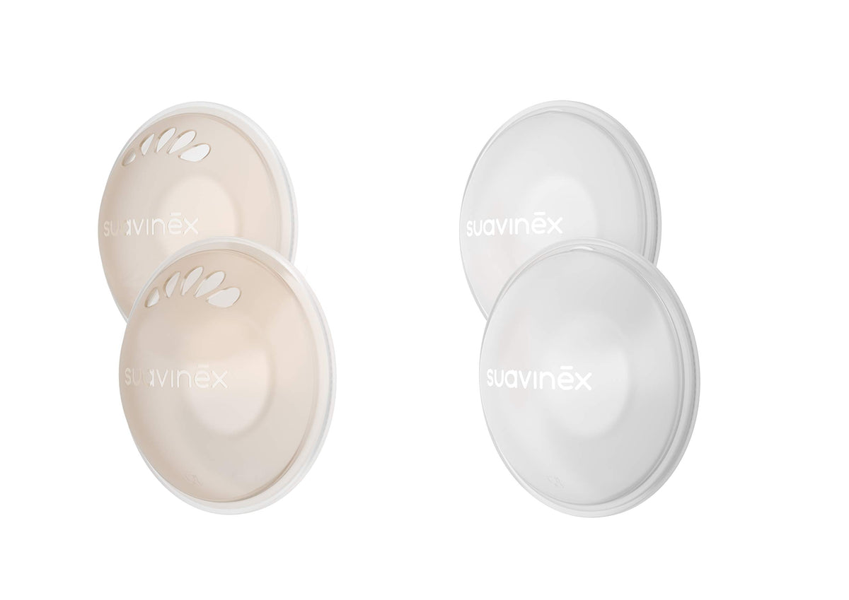 Suavinex silicone breast shield set: 2 milk collectors and 2 protective cases