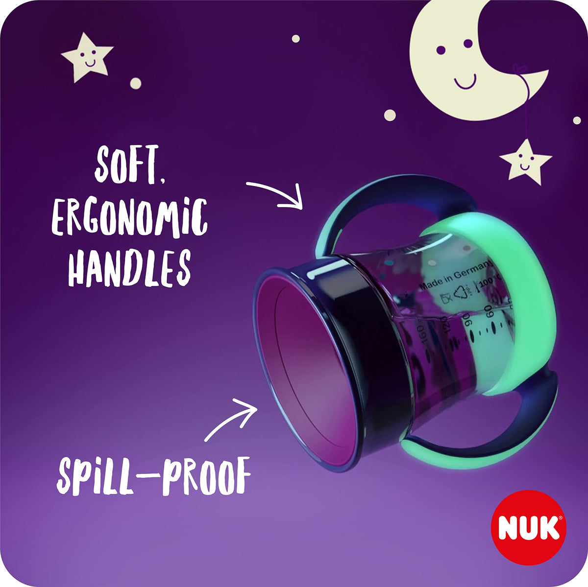 NUK Mini Magic Cup Night drinking cup 160 ml (2 pcs) – pink/green, glows in the dark