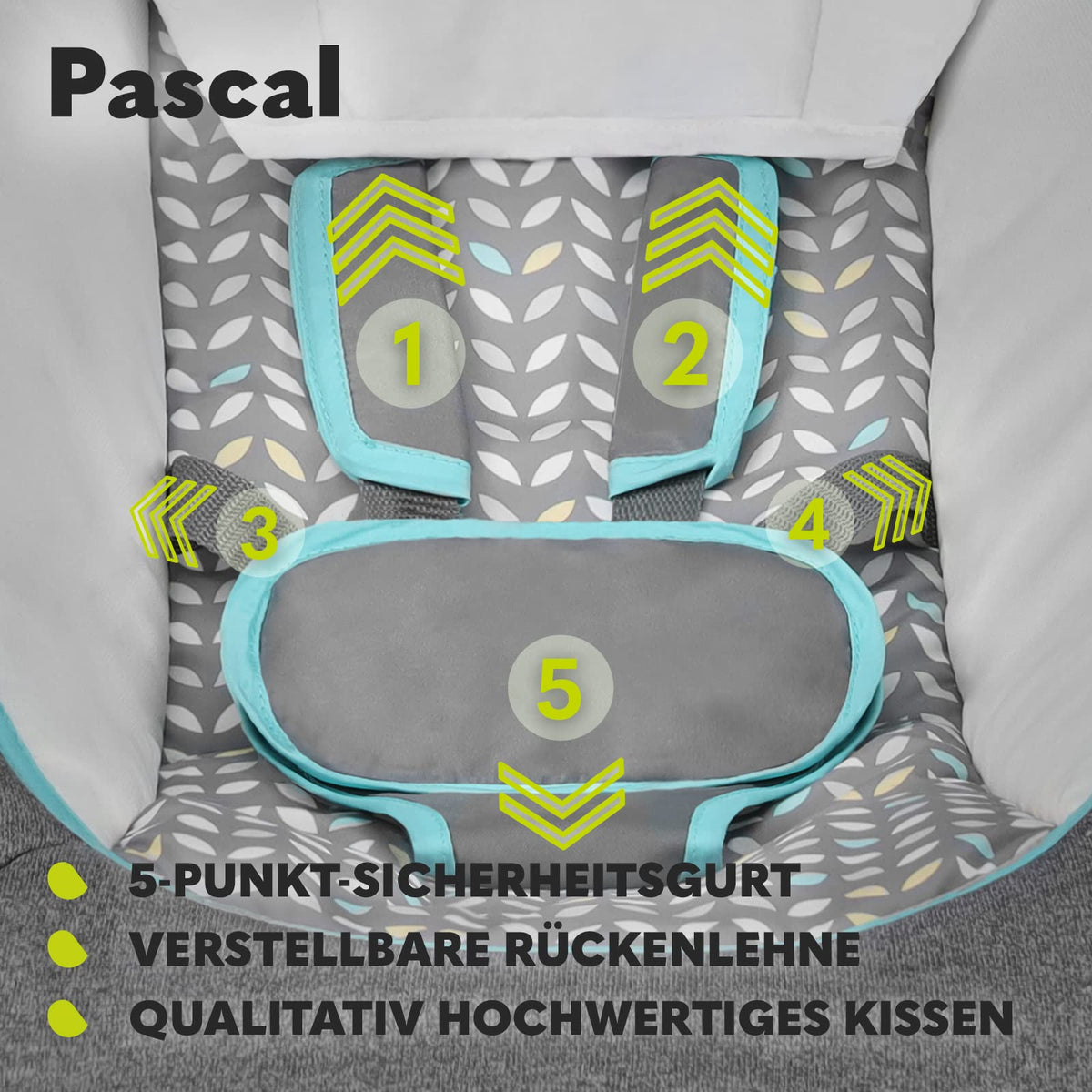 Lionelo Pascal vibrating baby swing-chair with melodies and play carousel, Grey Dove