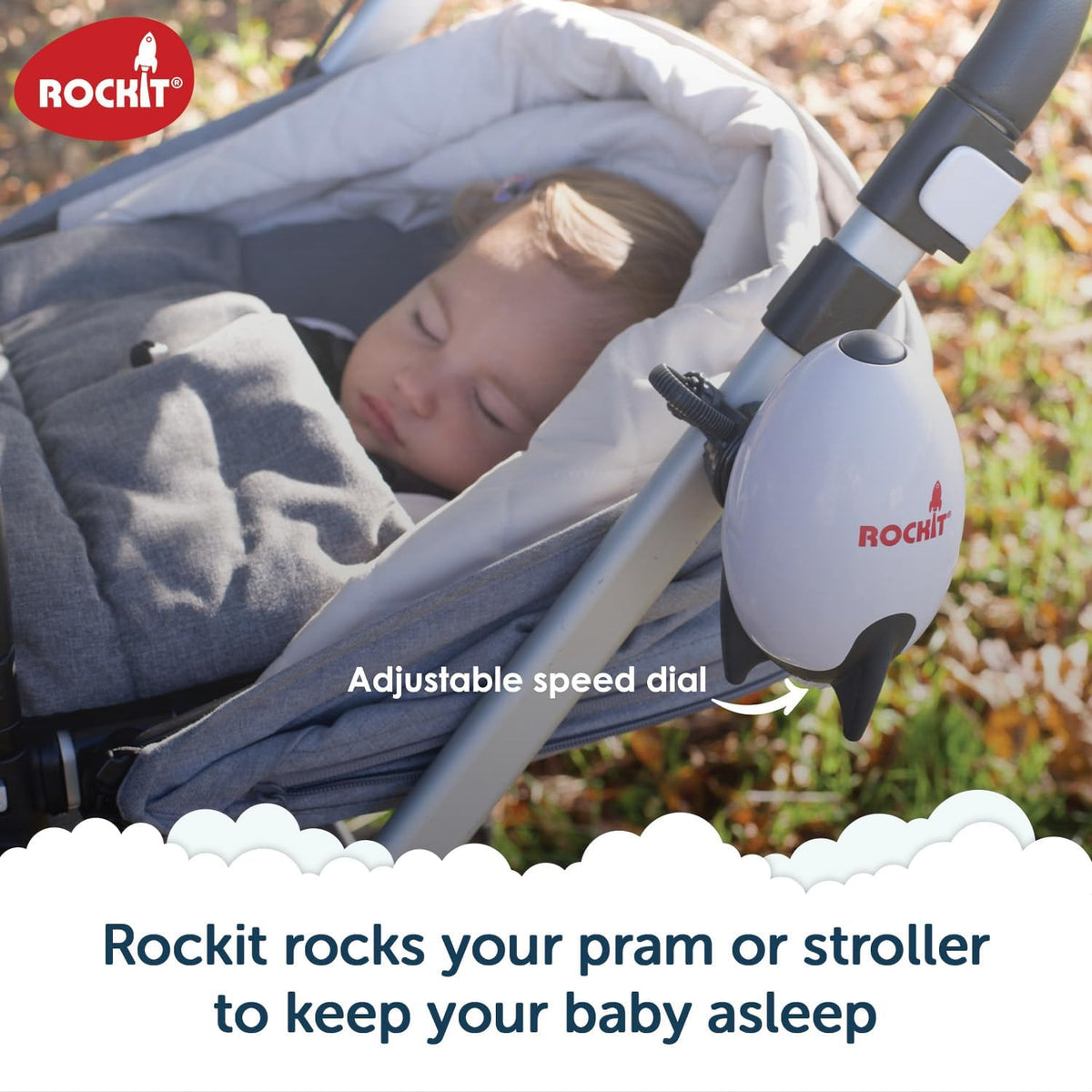 Rockit Rocker USB rechargeable stroller rocker, white
