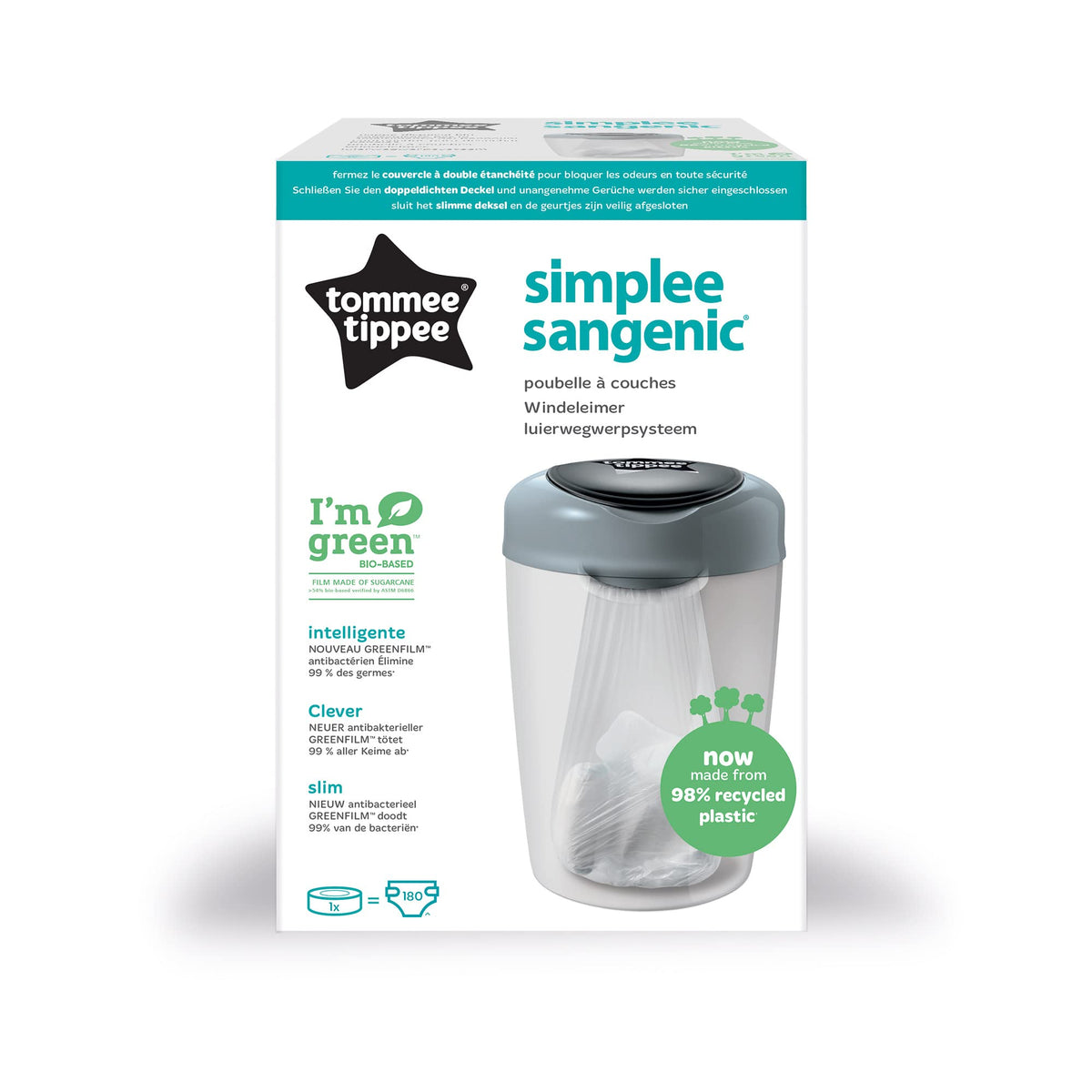 Tommee Tippee Simplee Sangenic diaper bin, grey