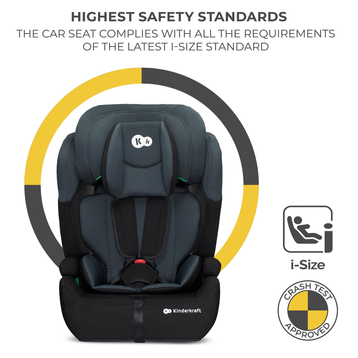 Kinderkraft Comfort UP i-Size car seat 76–150 cm, 15 months–12 years, black