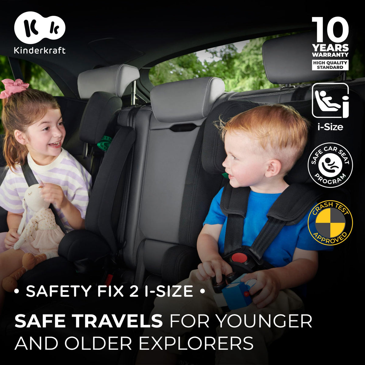 Kinderkraft Safety FIX2 i-Size car seat 76–150 cm (9–36 kg), ISOFIX, grey