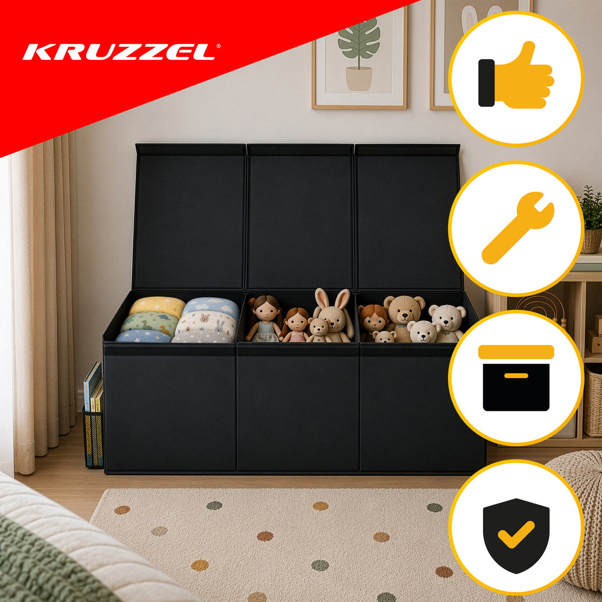 Kokkupandav mänguasjakast 132 l, must (Black)