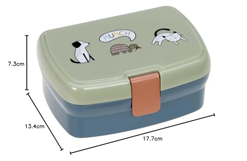 LÄSSIG children's lunch box with removable divider, Happy Prints, blue
