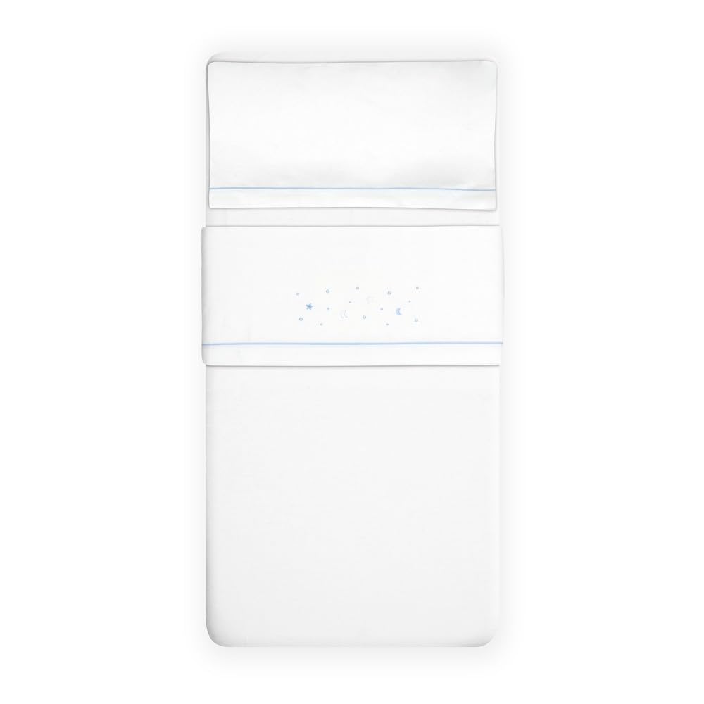 Interbaby voodipesukomplekt beebivoodile 50 x 80 cm, flanell, valge/sinine, 3-osaline