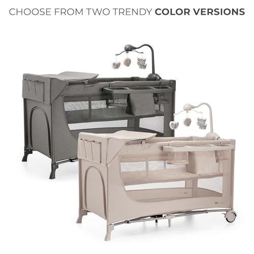 Kinderkraft JOY 2 gray travel cot with accessories, up to 25 kg