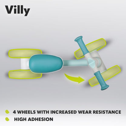 Lionelo VILLY balance bike for 1–3 year olds, 4 wheels, turquoise blue