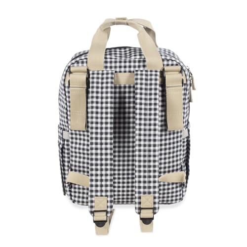 Walking Mum I Love Vichy backpack and diaper bag, black/white, 37×28×12 cm