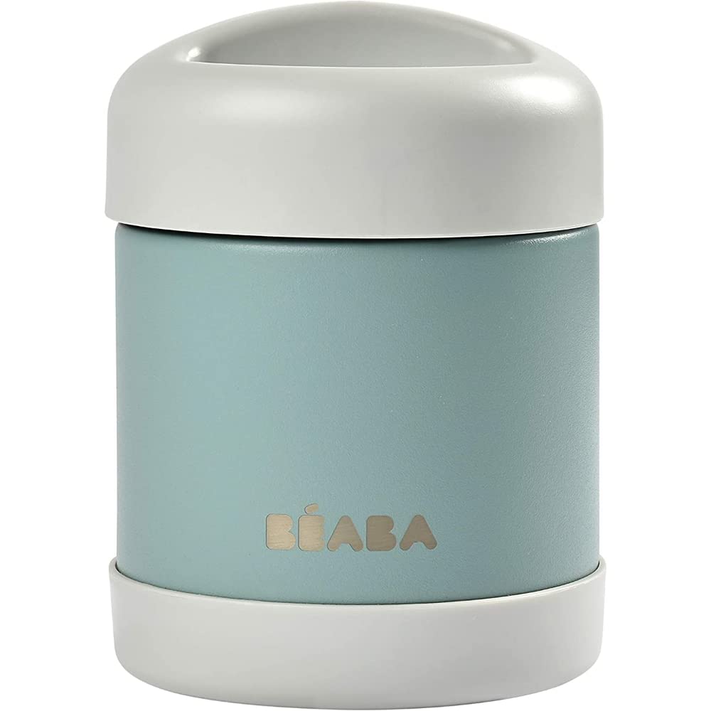 Béaba thermos jar for baby food, stainless steel, 300 ml, gray/green