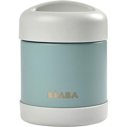 Béaba thermos jar for baby food, stainless steel, 300 ml, gray/green