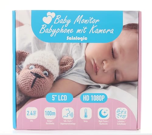 Sainlogic 1080P beebimonitor 5-tollise ekraani ja pööratava kaameraga