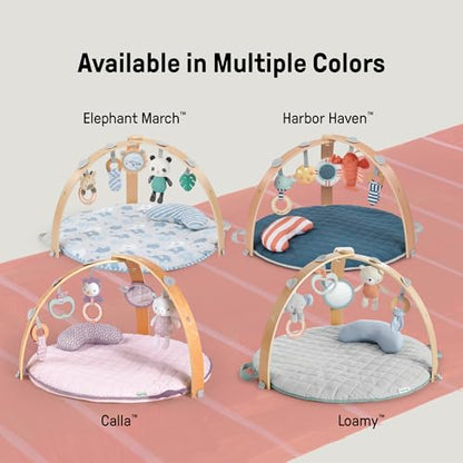 Ingenuity Cozy Spot reversible activity mat and play arch with wooden hanging bar, Loamy