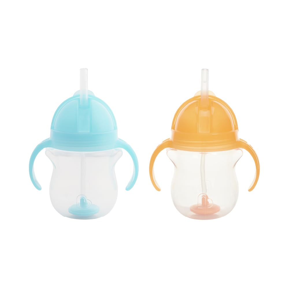 Munchkin Click Lock sippy cups with soft straw, 207 ml, 2 pcs – blue/orange