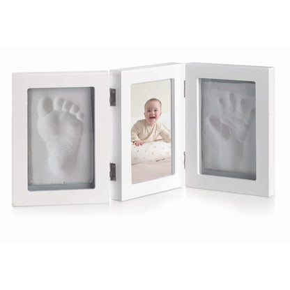 Jané white baby hand and foot print photo frame with modeling clay