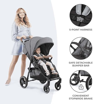 Kinderkraft GRANDE PLUS stroller, grey (from birth up to 22 kg)