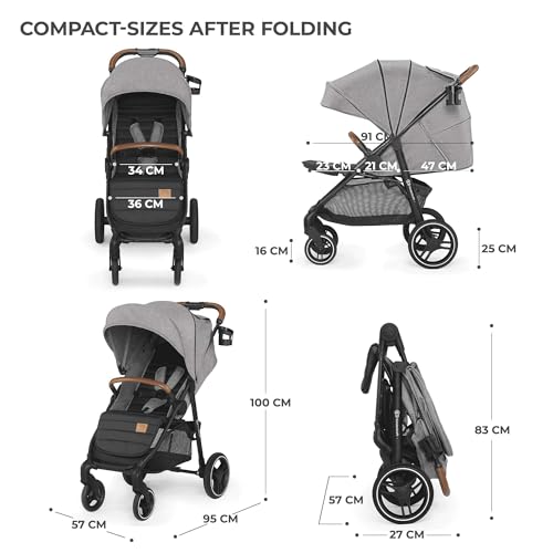 Kinderkraft GRANDE PLUS stroller, grey (from birth up to 22 kg)