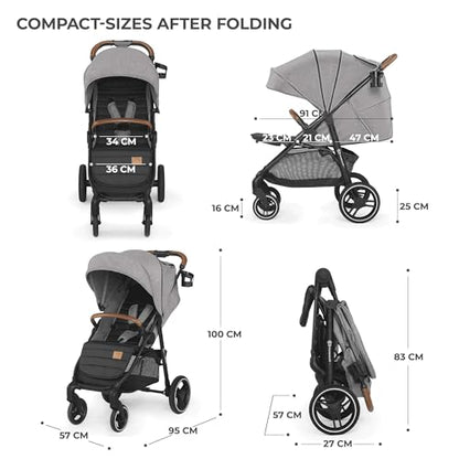 Kinderkraft GRANDE PLUS stroller, grey (from birth up to 22 kg)
