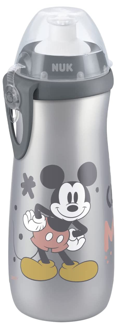 NUK Sports Cup drinking bottle for children, 24+ months, 450 ml, Disney Mickey Mouse, grey