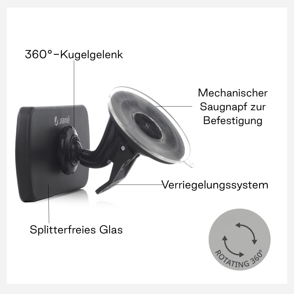 Jane beebipeegel auto esiklaasile, 360° pööratav, must