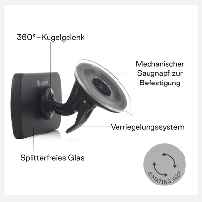 Jane beebipeegel auto esiklaasile, 360° pööratav, must