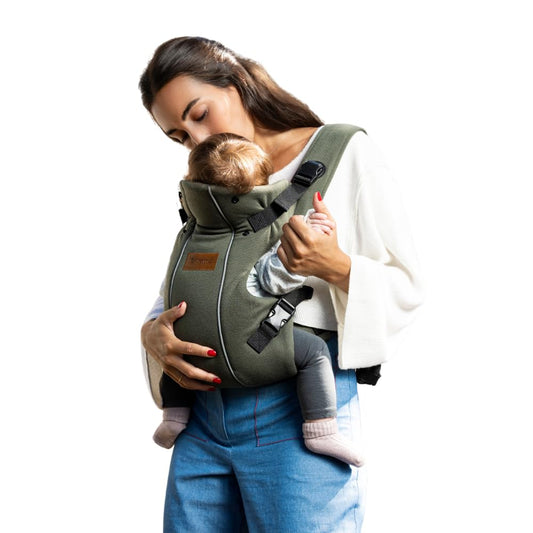 Jané Dual ergonomic baby carrier, from birth up to 15 kg, 3 carrying positions, breathable and padded, green