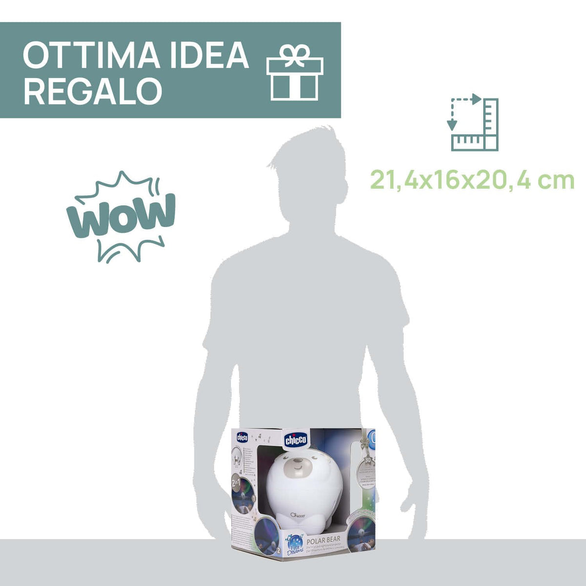 Chicco First Dreams Polar Bear projektor, 2-in-1, öölamp ja hälliprojektor