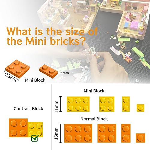 Mini block cafe-themed dollhouse, 1220 pcs building set for children 8+