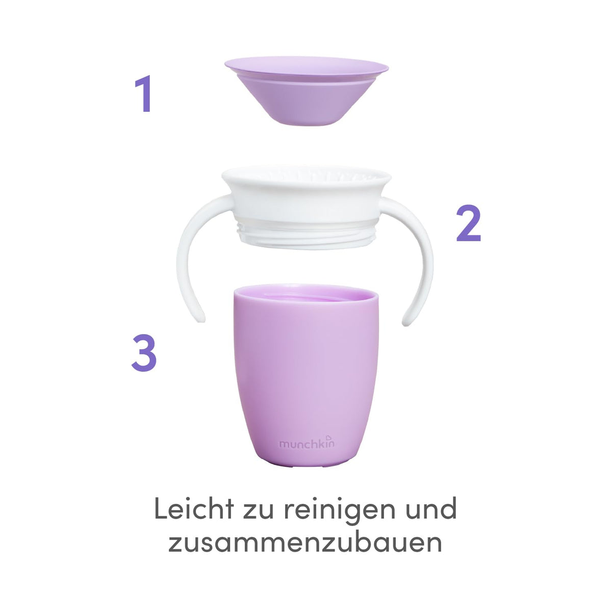 Munchkin Miracle 360° joogitops sangadega, 207 ml, lilla, alates 6 kuust