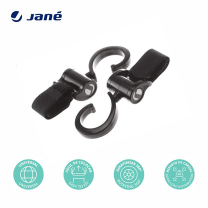 Jane universal stroller hooks (2 pcs, black)
