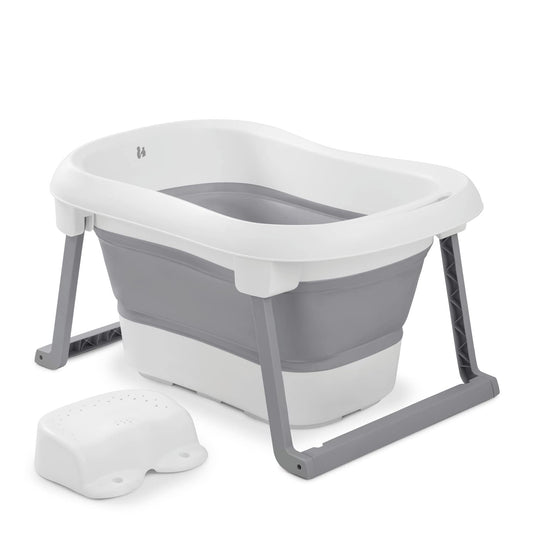 Hauck Wash N Fold L foldable baby bath with stool, white/stone