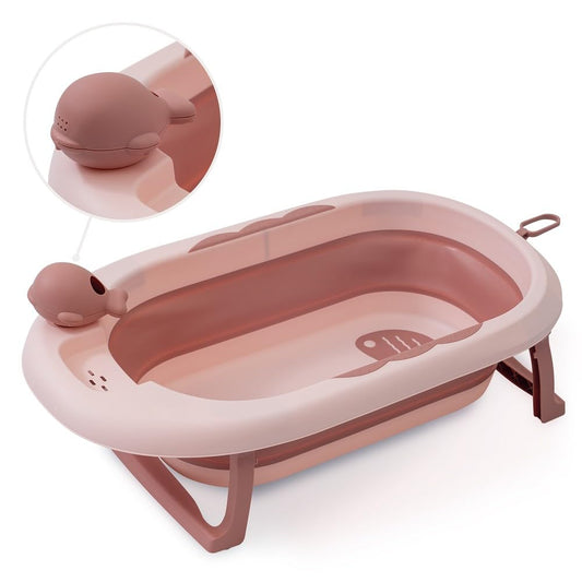 Interbaby foldable baby bath with thermometer and pillow, pink