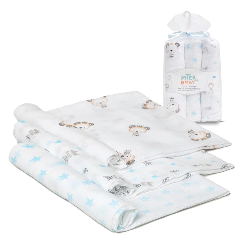 Interbaby 3-osaline marlite komplekt, 80 × 80 cm, sinine