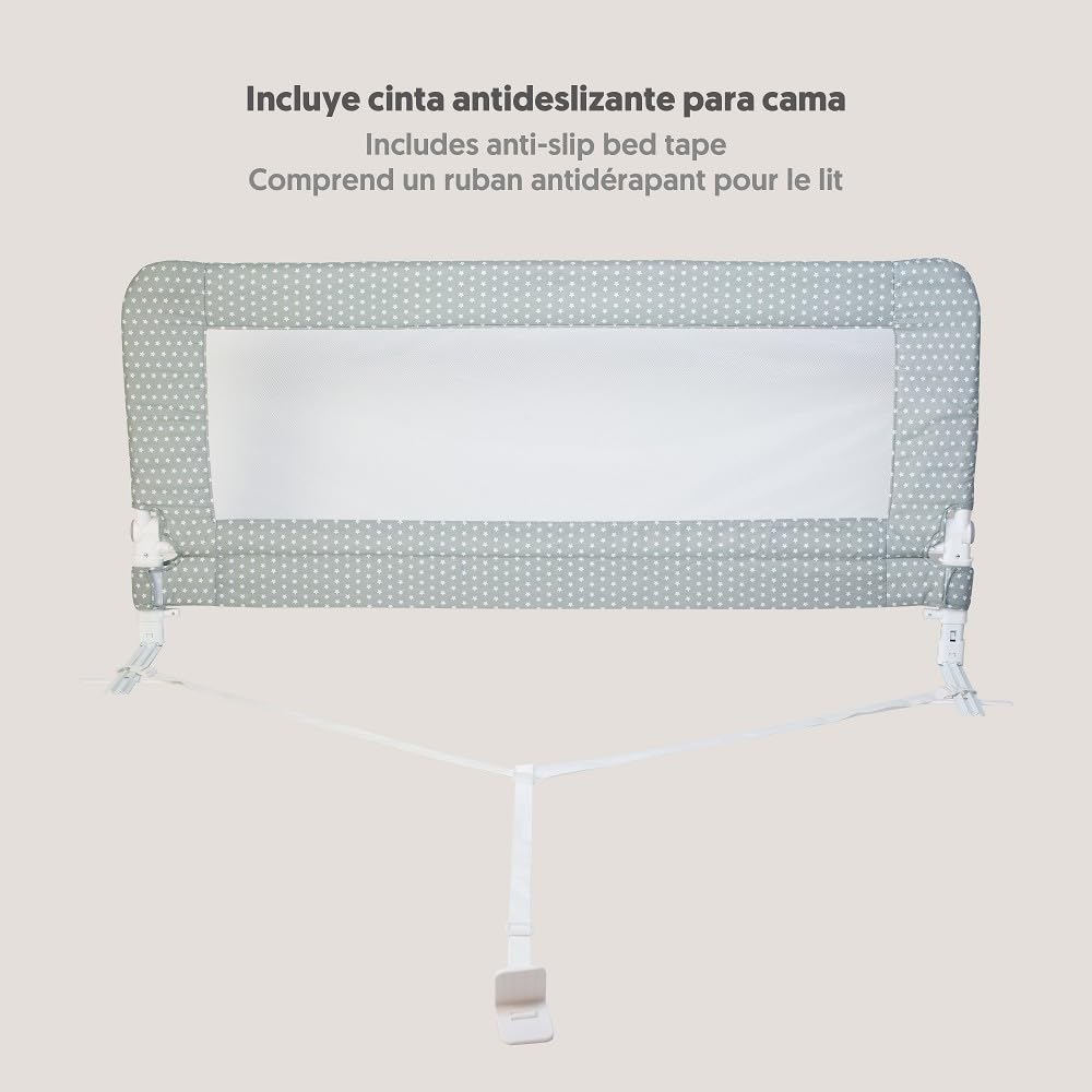Interbaby kokkupandav voodipiire 150 cm, tähemotiiv, hall