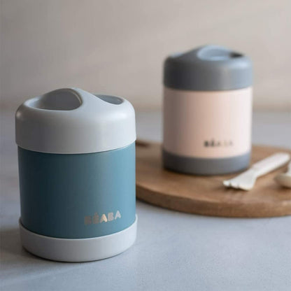 Béaba thermos jar for baby food, stainless steel, 300 ml, gray/green