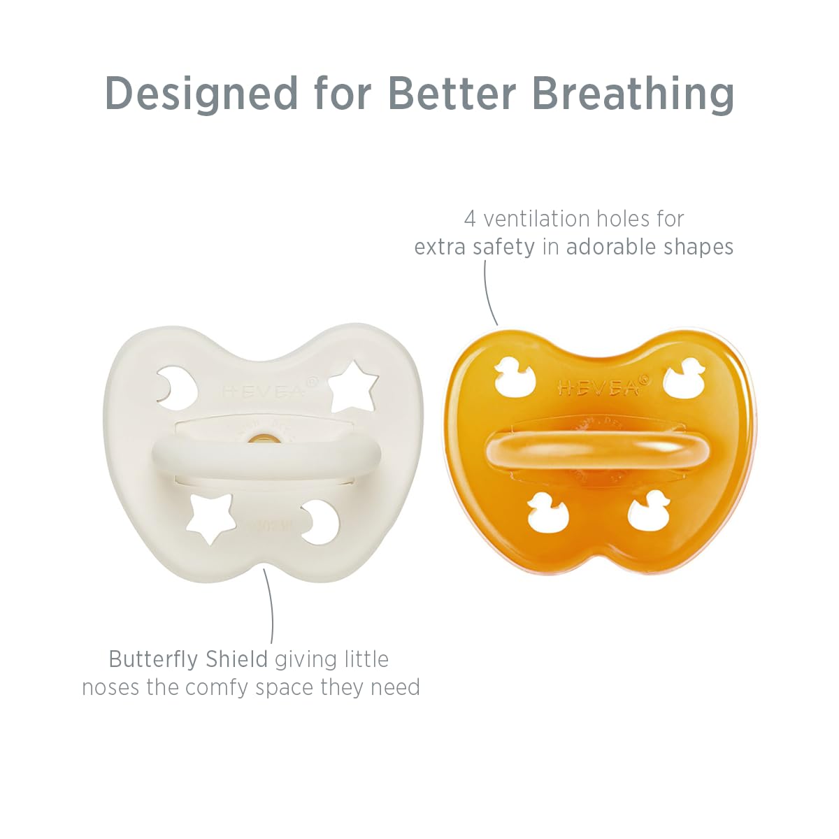 HEVEA natural rubber symmetrical pacifier, 3–36 months, 1 pc – Milky White