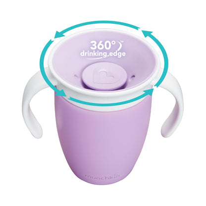 Munchkin Miracle 360° joogitops sangadega, 207 ml, lilla, alates 6 kuust