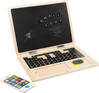Small Foot wooden play laptop with magnetic and chalkboard