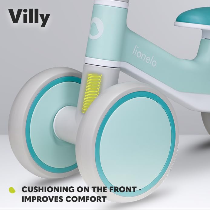 Lionelo VILLY balance bike for 1–3 year olds, 4 wheels, turquoise blue