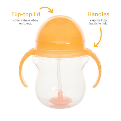 Munchkin Click Lock sippy cups with soft straw, 207 ml, 2 pcs – blue/orange